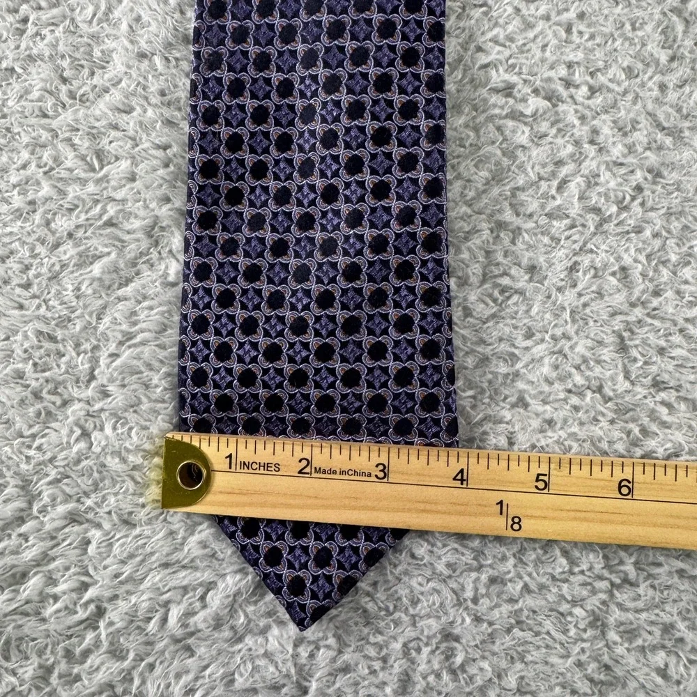 Canali Purple Geometric Floral 100% Silk Necktie Made in Italy Classic Tie